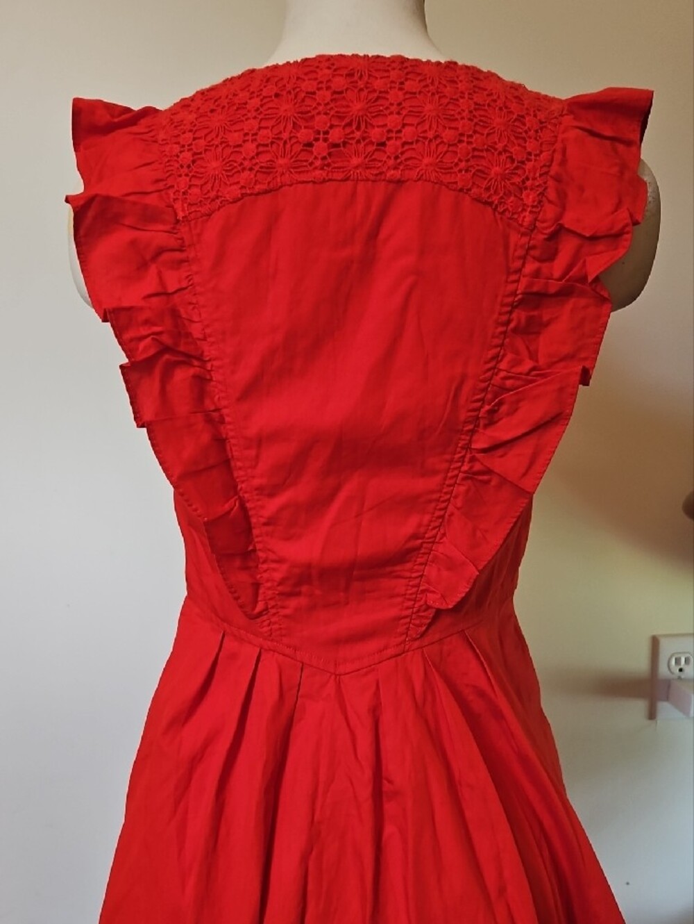 Free PEOPLE Red/orange Ruffled Crochet Bodice Dress - Picture 5 of 9